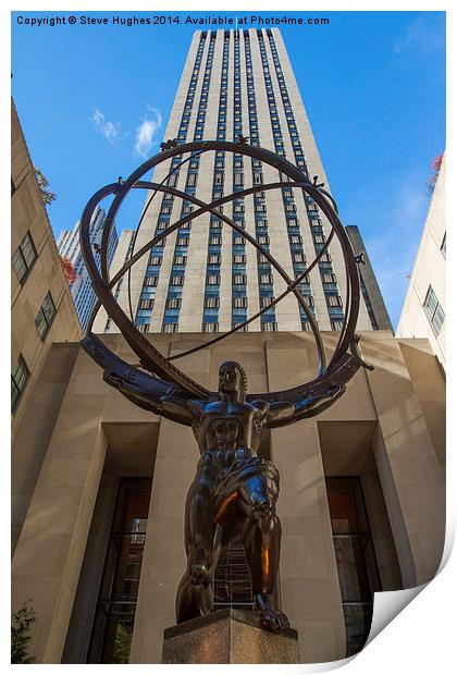 Bronze Statue at Rockefeller Centre Manhattan Print by Steve Hughes