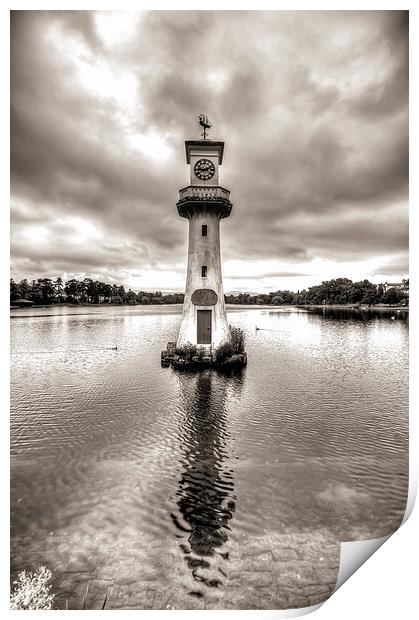 Scott Memorial Lighthouse Roath Park Cardiff 2 mon Print by Steve Purnell