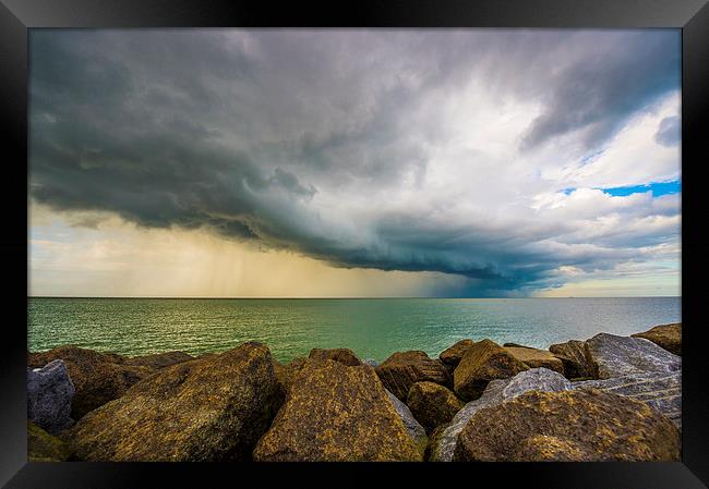  Storm over the Sea Framed Print by jon  Roberts