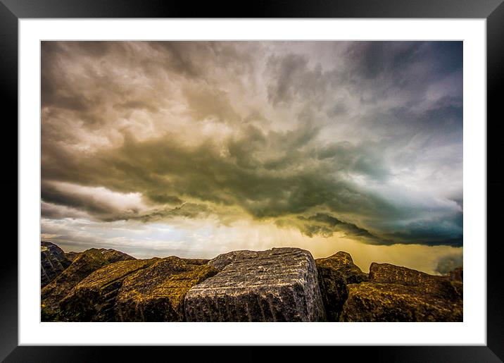  Storm over Sea Defences Framed Mounted Print by jon  Roberts