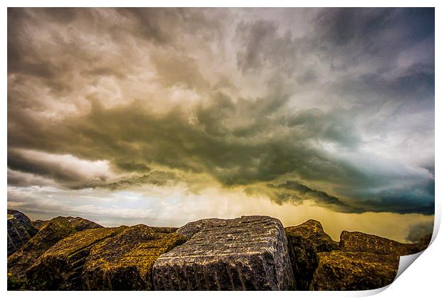  Storm over Sea Defences Print by jon  Roberts
