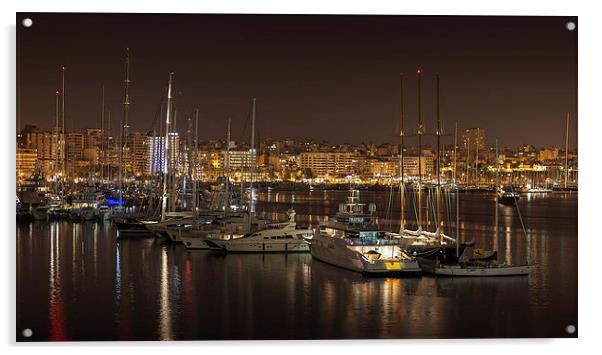  Yachts in Palma marina Majorca Acrylic by Leighton Collins