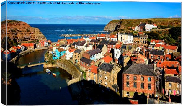 Staithes in the Evening Canvas Print by Gisela Scheffbuch