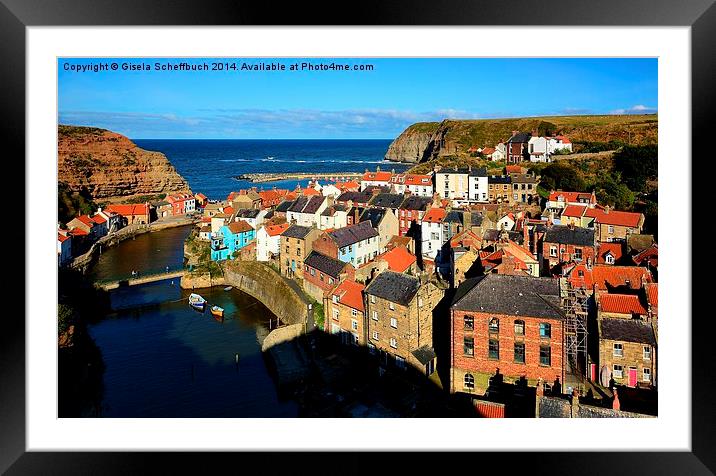 Staithes in the Evening Framed Mounted Print by Gisela Scheffbuch
