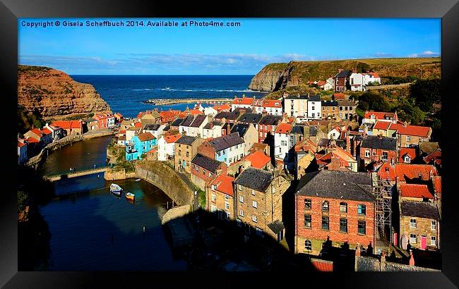 Staithes in the Evening Framed Print by Gisela Scheffbuch