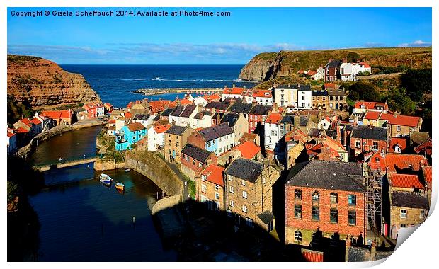 Staithes in the Evening Print by Gisela Scheffbuch