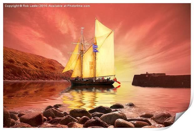  Sunset Sails Print by Rob Lester