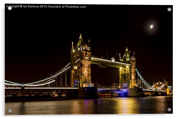  Moon over Tower bridge Acrylic by Ian Danbury