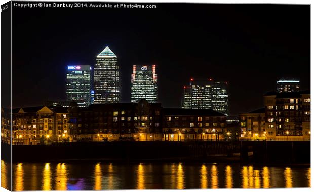 Canary Wharf from Wapping Canvas Print by Ian Danbury