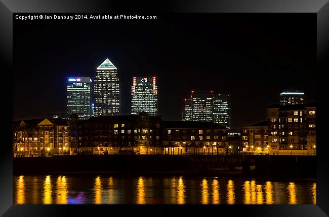  Canary Wharf from Wapping Framed Print by Ian Danbury