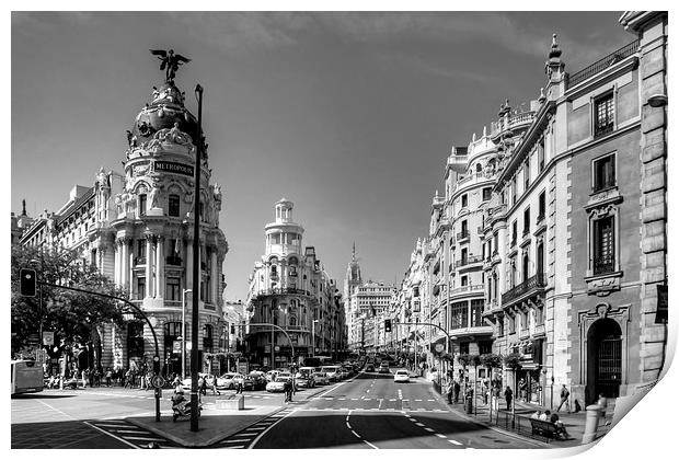 The end of the Calle de Alcalá B&W Print by Tom Gomez