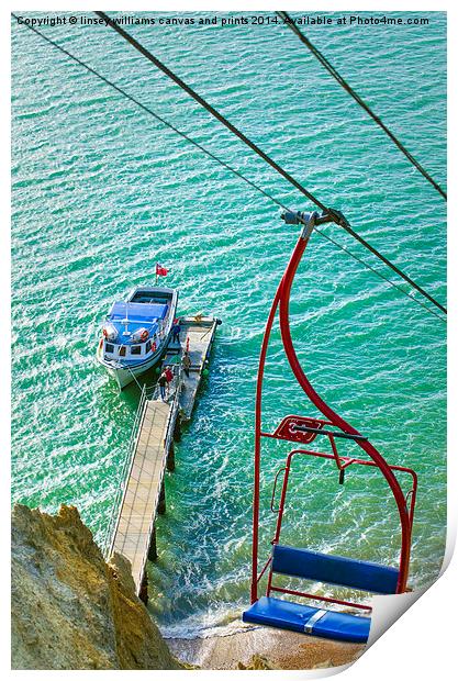  Chairlift To Alum Bay Print by Linsey Williams