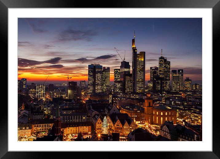 Skyline Frankfurt Framed Mounted Print by Thomas Schaeffer