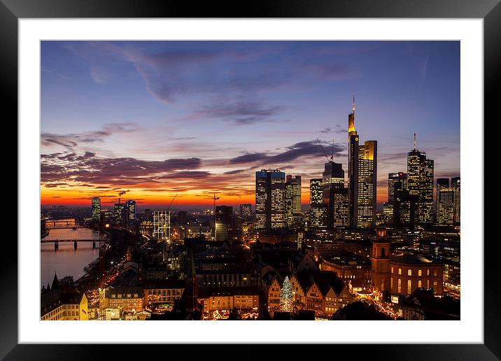 Skyline Frankfurt Framed Mounted Print by Thomas Schaeffer