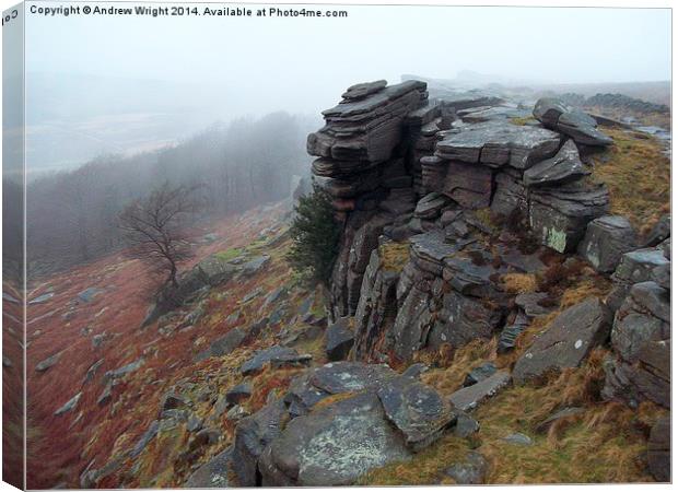  Stanage Edge, Derbyshire Canvas Print by Andrew Wright