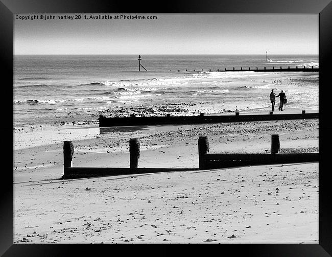 "Just we two" - walkers on Cromer Beach  Framed Print by john hartley