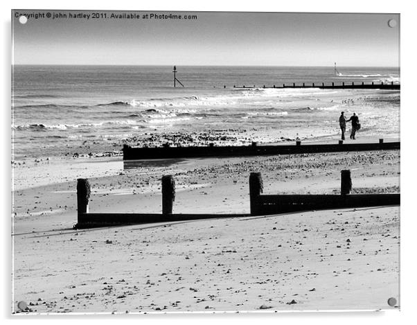 "Just we two" - walkers on Cromer Beach  Acrylic by john hartley