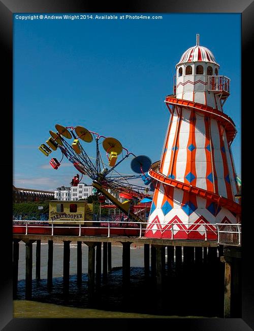 Paratrooper & Helter Skelter, Clacton Pier Framed Print by Andrew Wright