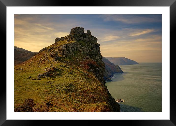 Majestic Castle Rock in the Valley of Rocks Framed Mounted Print by Dave Wilkinson North Devon Ph