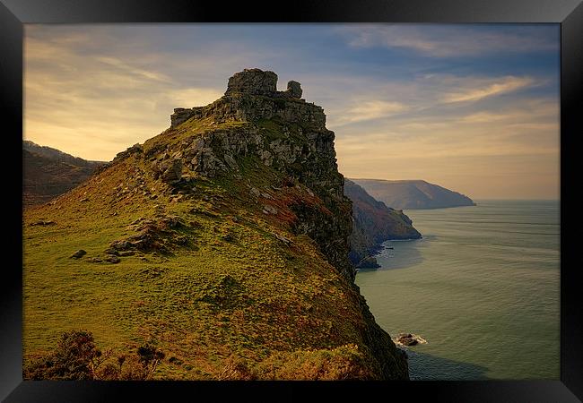 Majestic Castle Rock in the Valley of Rocks Framed Print by Dave Wilkinson North Devon Ph