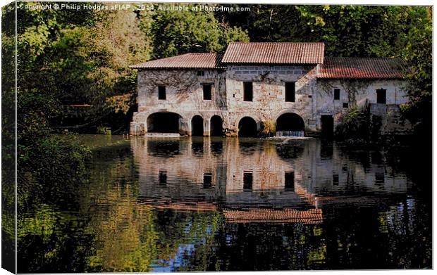  French Water Mill 1 Canvas Print by Philip Hodges aFIAP ,