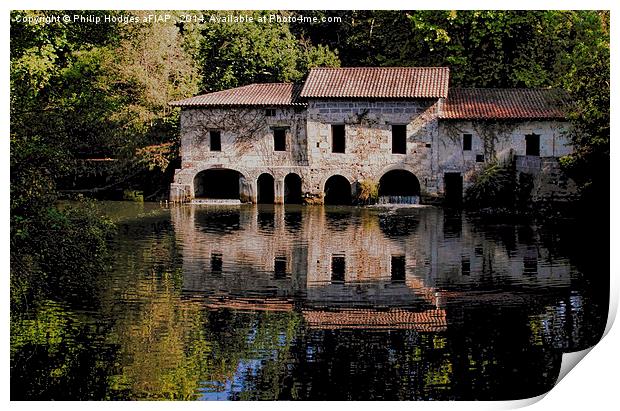  French Water Mill 1 Print by Philip Hodges aFIAP ,