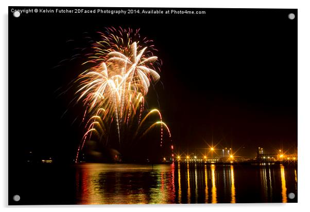  Poole Quay Fireworks Night 2014 Acrylic by Kelvin Futcher 2D Photography