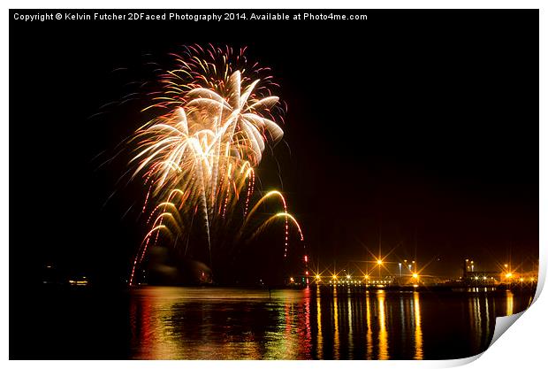  Poole Quay Fireworks Night 2014 Print by Kelvin Futcher 2D Photography