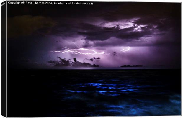 Ocean Lightning Canvas Print by Peta Thames