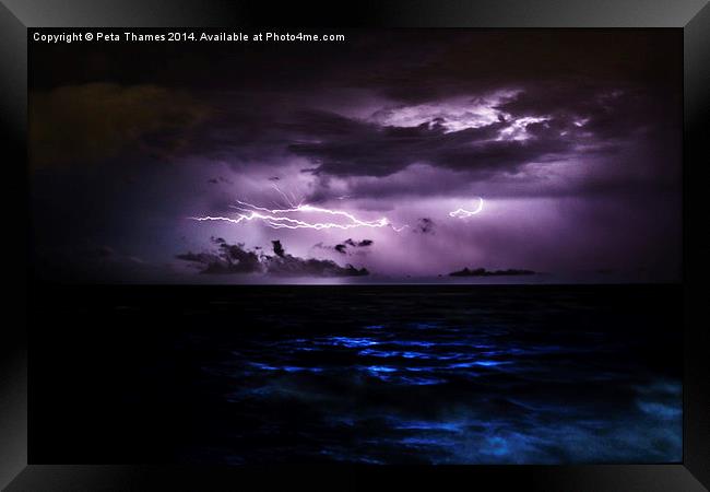 Ocean Lightning Framed Print by Peta Thames