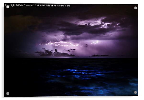 Ocean Lightning Acrylic by Peta Thames