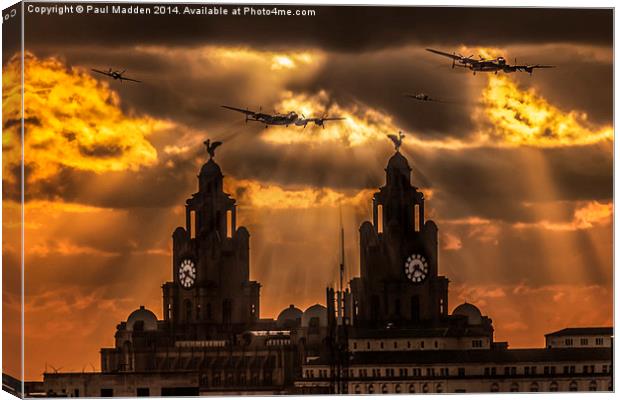 Warbirds and Liver Birds Canvas Print by Paul Madden