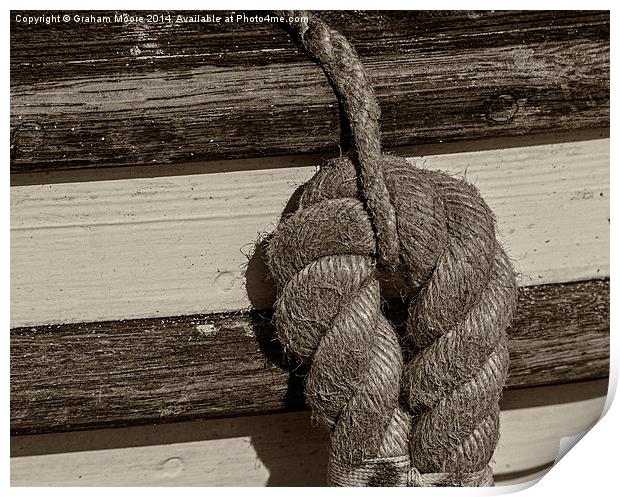 Rope on boat Print by Graham Moore