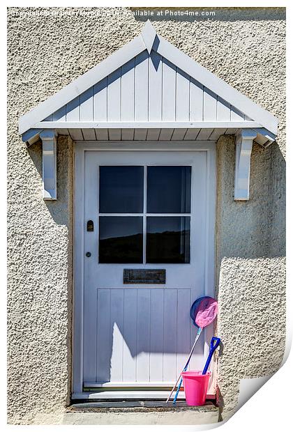 Door with bucket and spade Print by Graham Moore