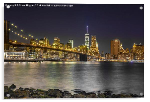 Manhattan from across East River Acrylic by Steve Hughes