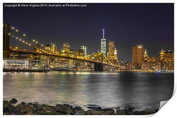 Manhattan from across East River Print by Steve Hughes