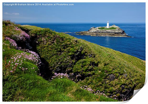 Godrevy Head lighthouse Print by Graham Moore