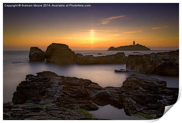 Godrevy sunset Print by Graham Moore