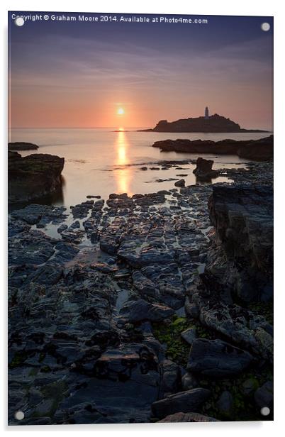 Godrevy sunset Acrylic by Graham Moore