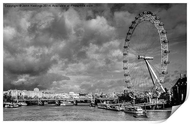 London's Iconic Ferris Wheel Print by John Hastings