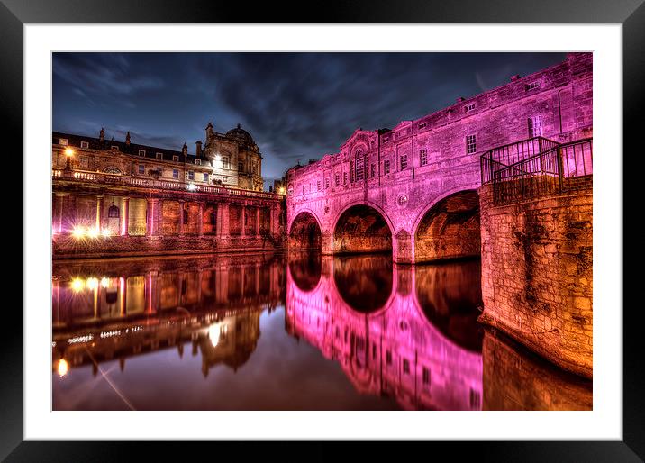  Pulteney Bridge in pink 2014 Framed Mounted Print by Simon Gerhand