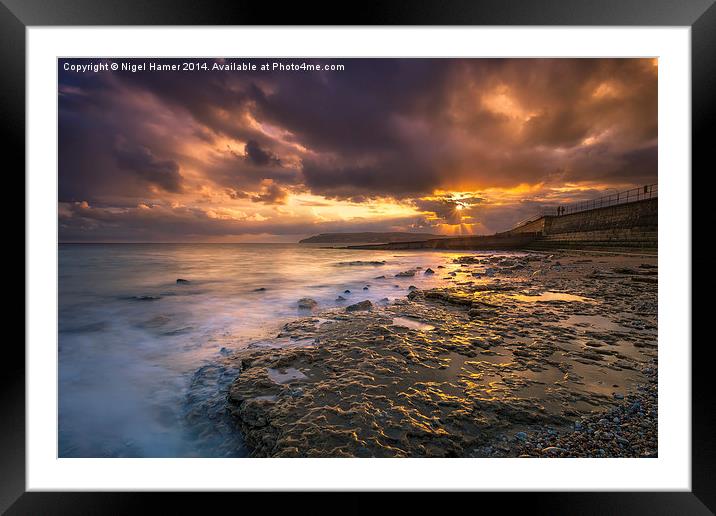 Yaverland Beach Sunset Framed Mounted Print by Wight Landscapes
