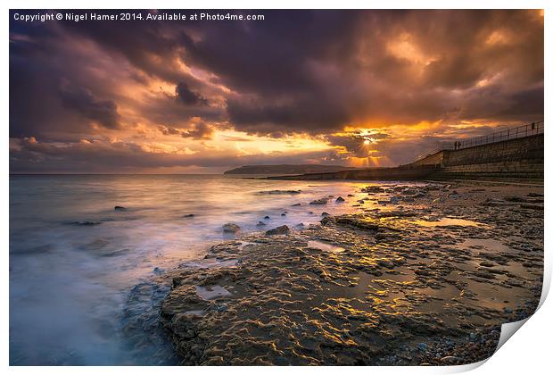 Yaverland Beach Sunset Print by Wight Landscapes