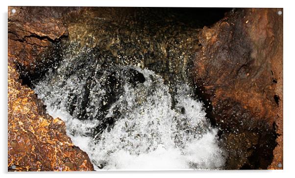 Miniwaterfall in cave Acrylic by Ingemar Grahn