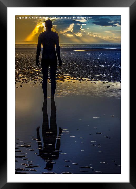 Winter sunset at Crosby Beach Framed Mounted Print by Paul Madden