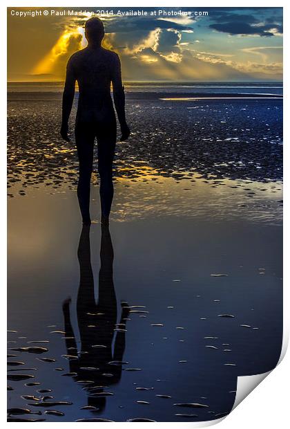 Winter sunset at Crosby Beach Print by Paul Madden