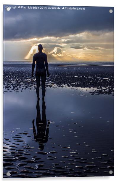 On reflection at Crosby Beach Acrylic by Paul Madden