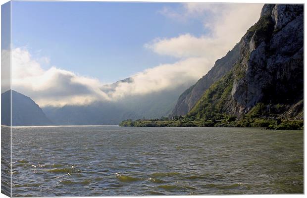  Morning Clouds on the River Danube  Canvas Print by Tony Murtagh