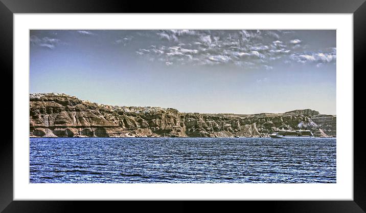 Cruise Ship and Cliffs Framed Mounted Print by Tom Gomez