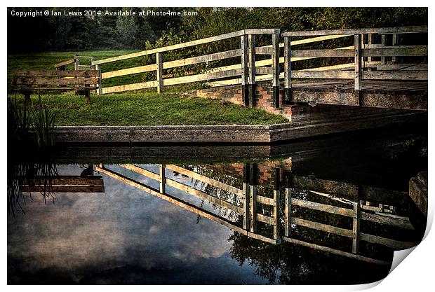  Swing Bridge Reflected Print by Ian Lewis